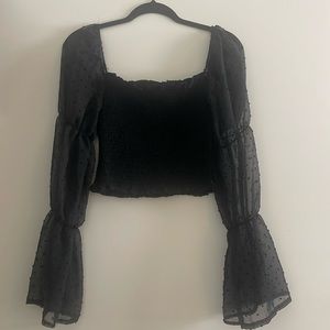 Boohoo Long Sleeve Smocked Top Puff Sleeve